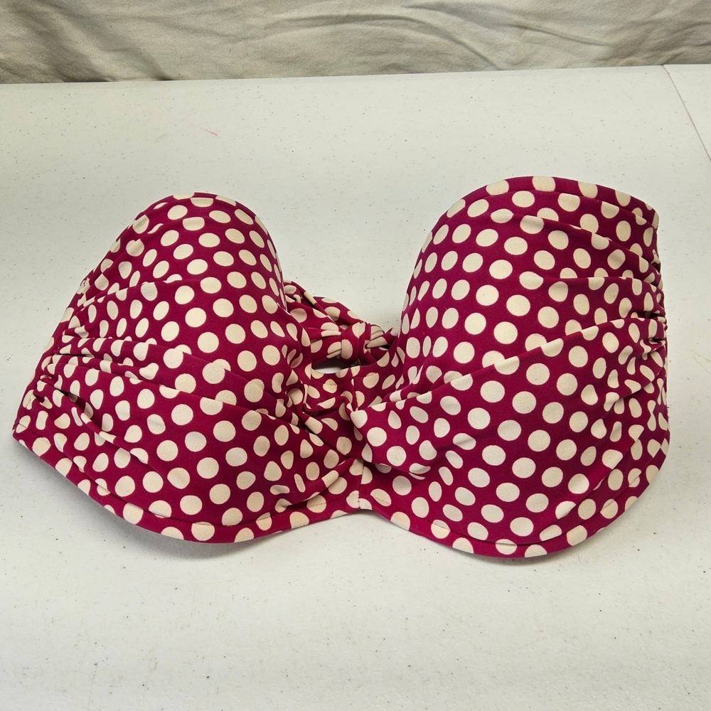 Body Glove Bikini Top Womens Large Pink White Polka Dot Padded Bandeau M4002735